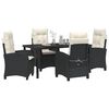 vidaXL Garden Dining Set with Cushion 5 pcs Black Poly Rattan