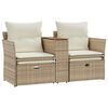 vidaXL Garden Sofa 2-Seater with Stools Beige Poly Rattan