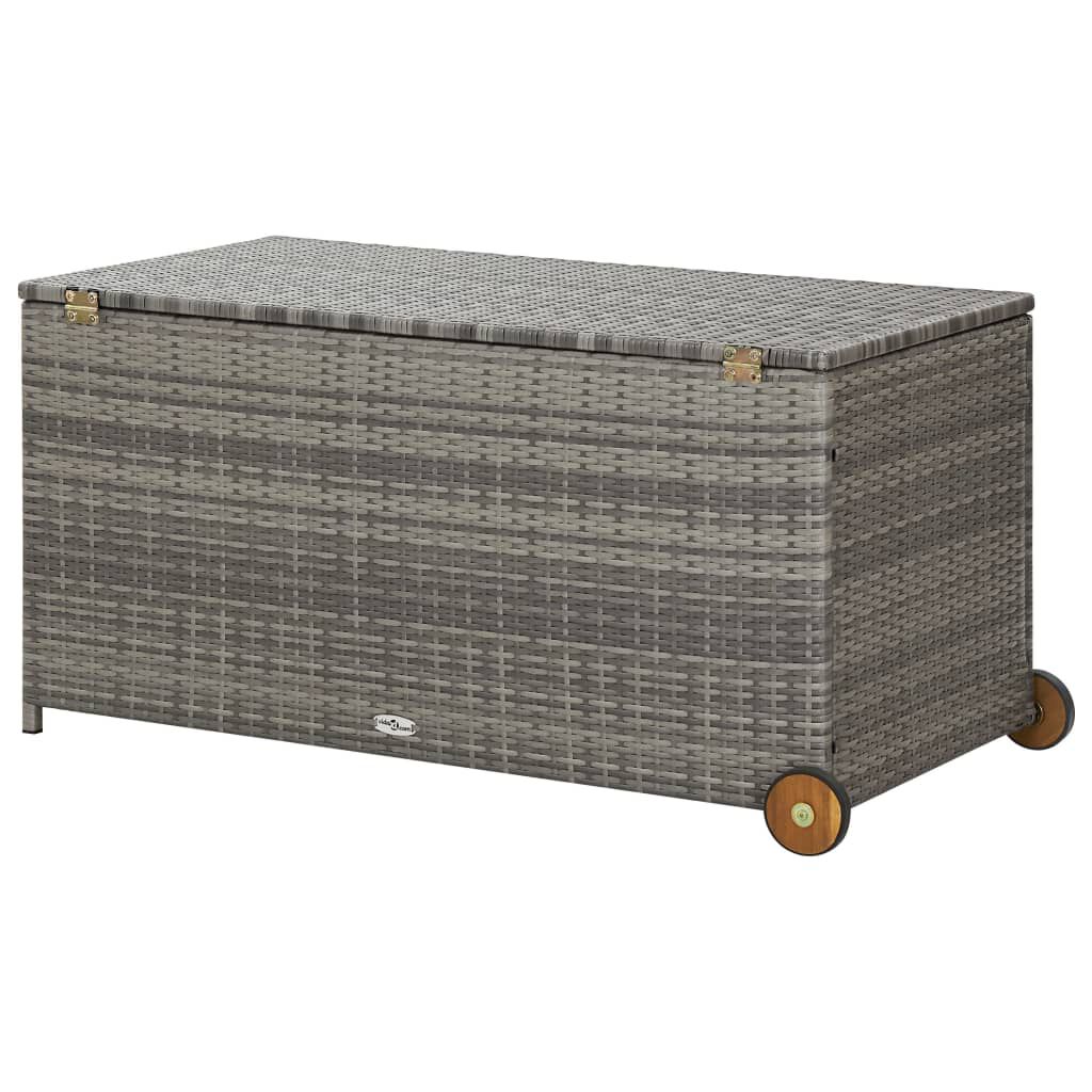 vidaXL Garden Storage Box Light Grey 120x65x61 cm Poly Rattan
