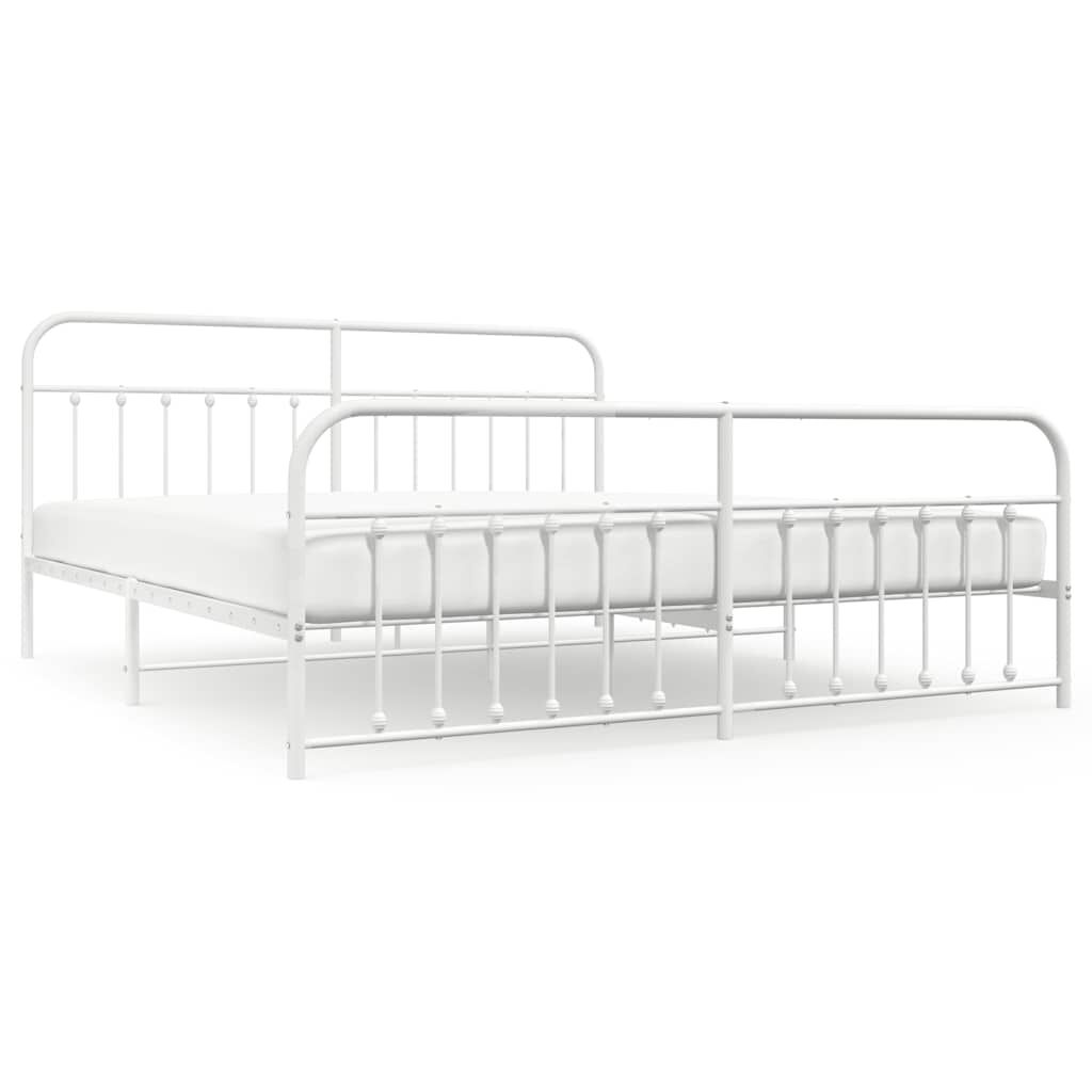 vidaXL Metal Bed Frame without Mattress with Footboard White 193x203cm