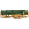 vidaXL 6 Piece Garden Lounge Set with Green Cushions Solid Wood