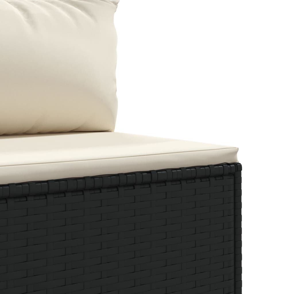 vidaXL 6 Piece Garden Lounge Set with Cushions Black Poly Rattan