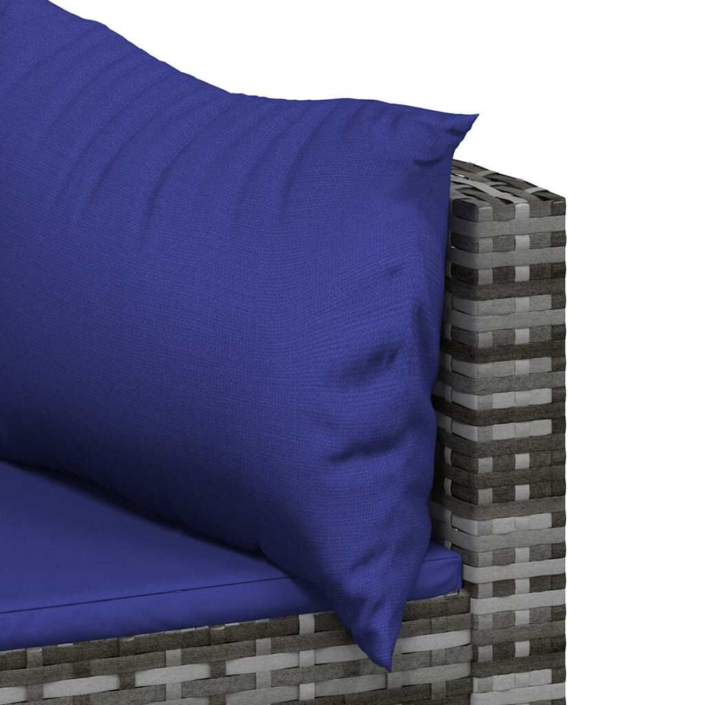 vidaXL 3 Piece Garden Lounge Set with Cushions Grey Poly Rattan
