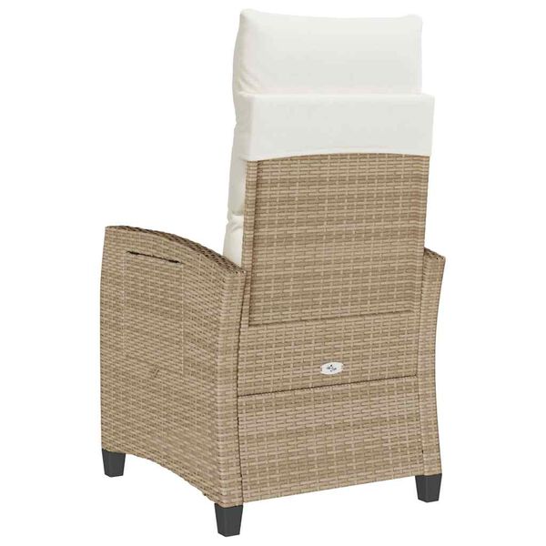 vidaXL Reclining Garden Chair with Side Table Beige Poly Rattan