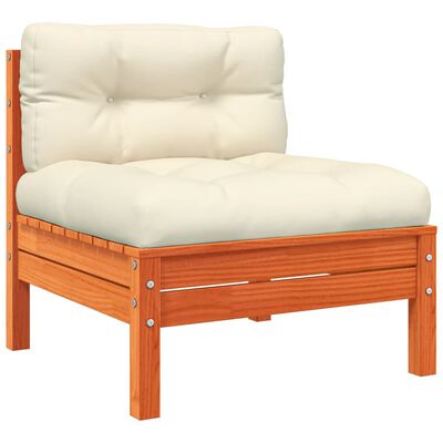 vidaXL 9 Piece Garden Sofa Set with Cushions Wax Brown Solid Wood Pine