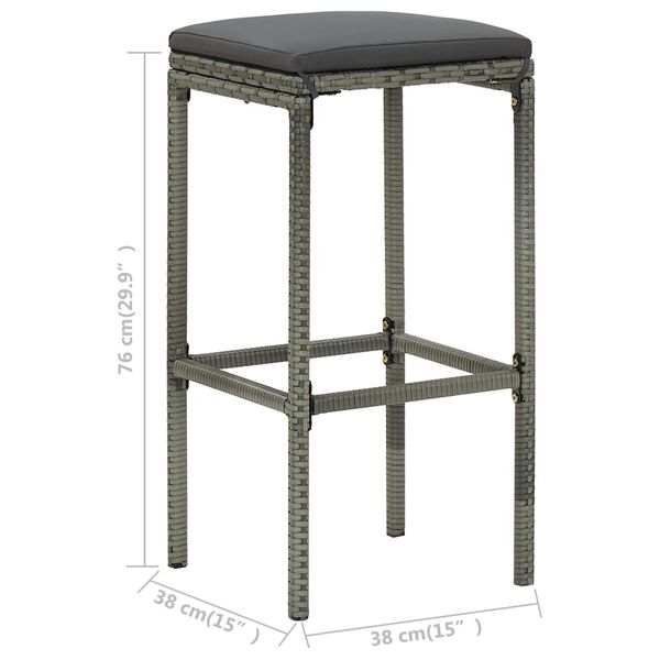 vidaXL 4 Piece Garden Bar Set with Cushions Poly Rattan Grey