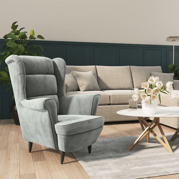 vidaXL Armchair Light Grey Velvet