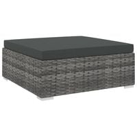 vidaXL Sectional Footrest with Cushion Poly Rattan grey