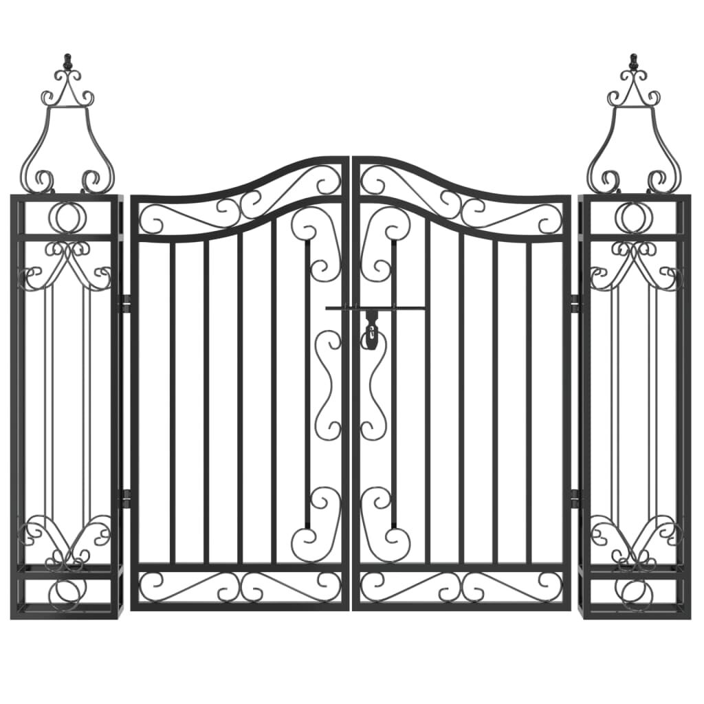 vidaXL Garden Gate Black 121x8x100 cm Wrought Iron