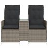 vidaXL Reclining Garden Sofa 2-Seater with Table Grey Poly Rattan
