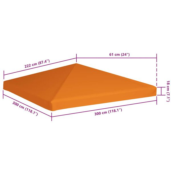 vidaXL Gazebo Top Cover 310 g/m² 3x3 m Orange