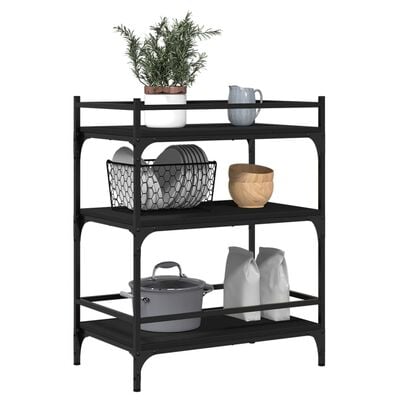 vidaXL Kitchen Trolley Black 65x40x86.5 cm Engineered Wood