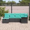 vidaXL Garden Sofa Set with Cushion 6 pcs Black Poly rattan