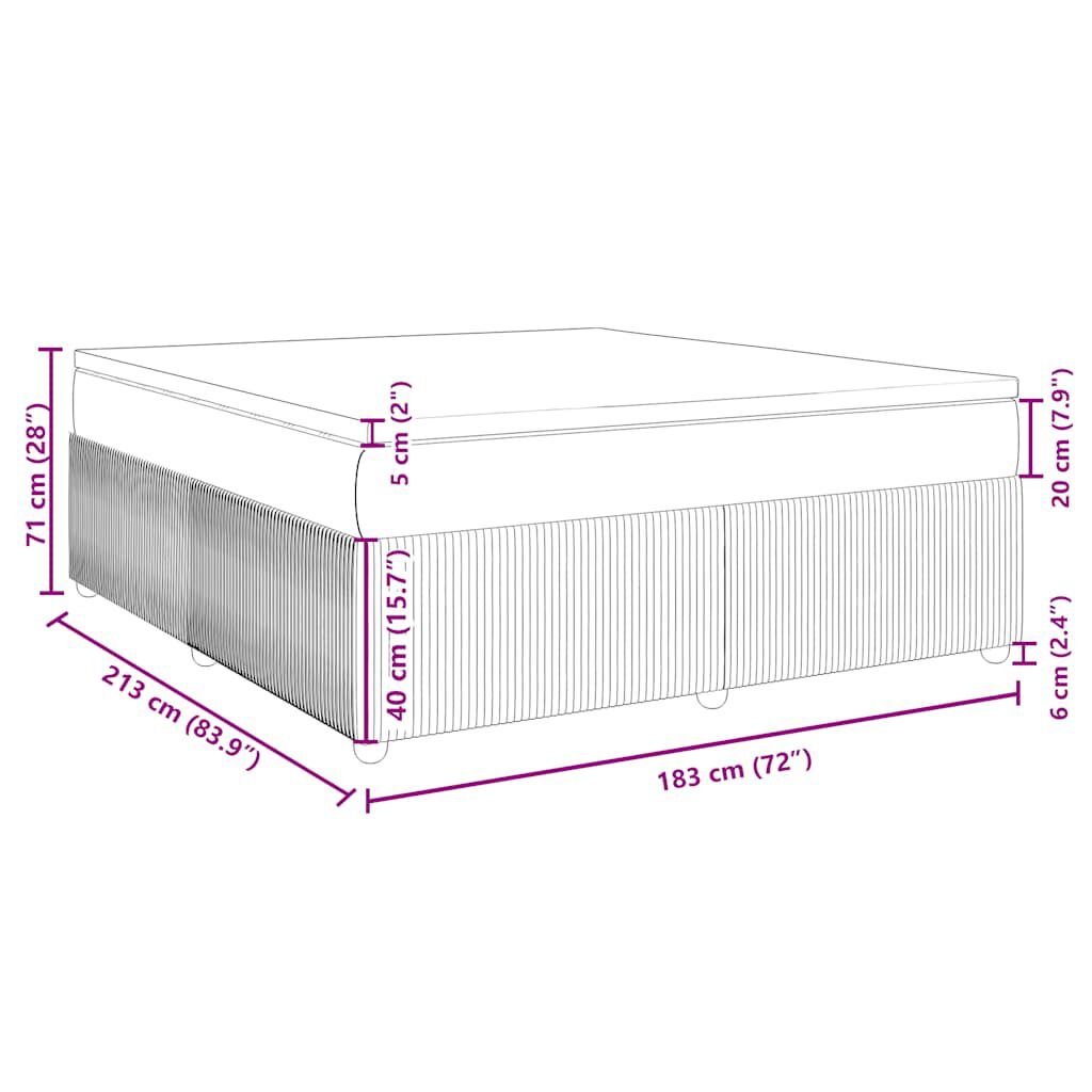 vidaXL Box Spring Bed with Mattress Light Grey California King Fabric