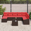 vidaXL Sofa Set with Cushion 9 pcs Brown Poly Rattan