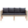 vidaXL 2-Seater Garden Sofa with Cushions Poly Rattan Beige