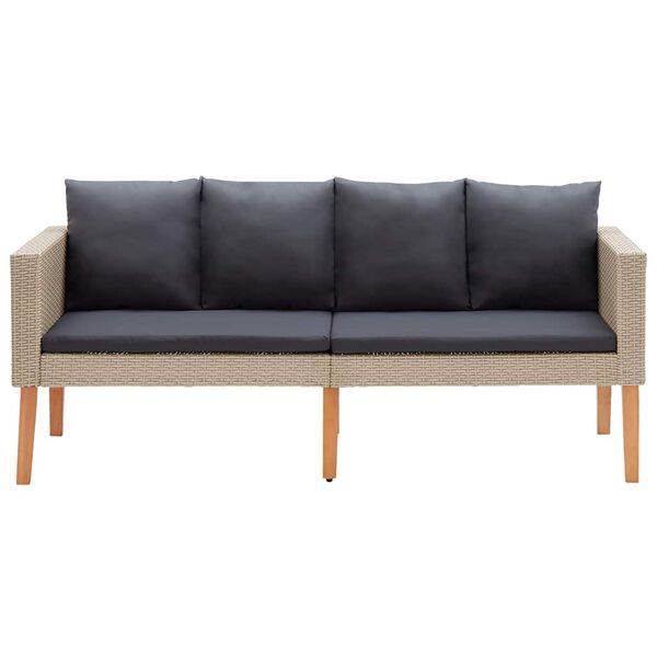 vidaXL 2-Seater Garden Sofa with Cushions Poly Rattan Beige