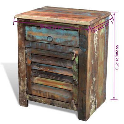 vidaXL End Table with 1 Drawer 1 Door Reclaimed Wood