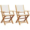 vidaXL Garden Chairs 2 pcs Cream White Solid Wood Acacia and Fabric