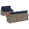 vidaXL Garden Sofa Set with Cushion 6 pcs Grey Poly Rattan
