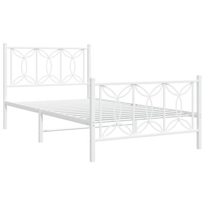 vidaXL Metal Bed Frame without Mattress with Footboard White 100x200 cm