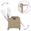 vidaXL Reclining Garden Chair with Side Table Beige Poly Rattan