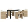 vidaXL Garden Dining Set with Cushion 5 pcs Beige Poly Rattan