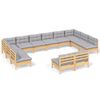 vidaXL 12 Piece Garden Lounge Set with Grey Cushions Solid Pinewood