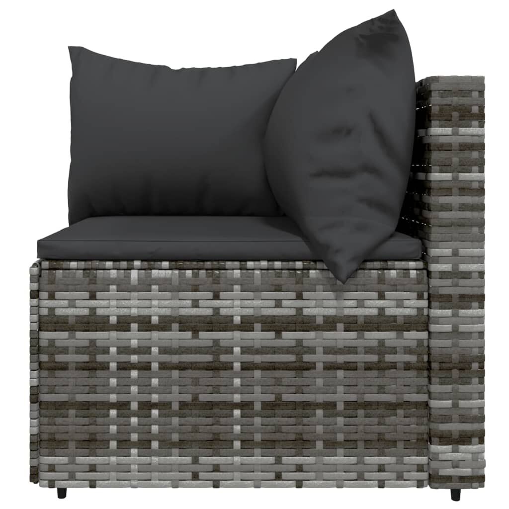 vidaXL 3 Piece Garden Lounge Set with Cushions Grey Poly Rattan