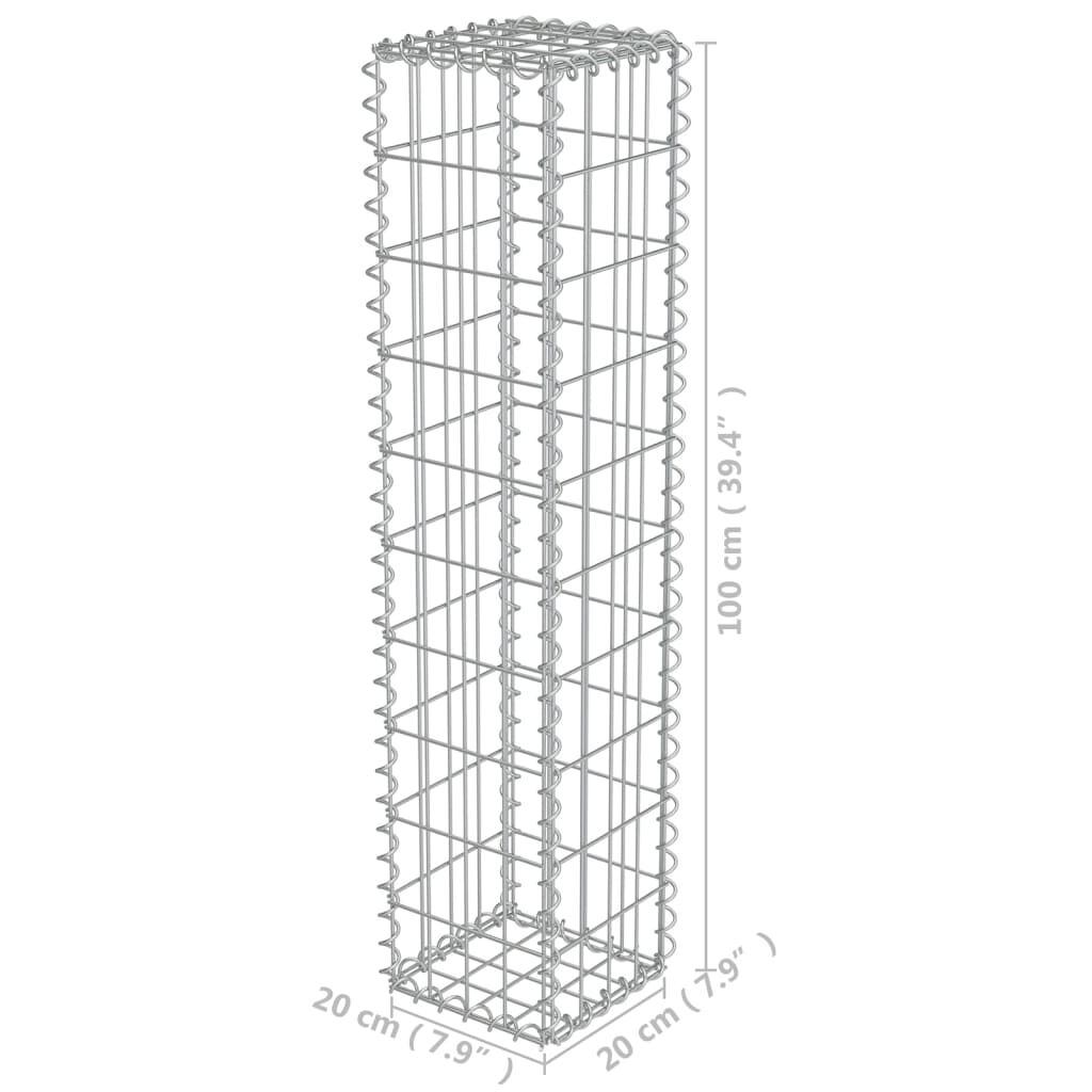 vidaXL Gabion Wall with Covers Galvanised Steel 20x20x100 cm