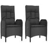 vidaXL 3 Piece Garden Dining Set with Cushions Black Poly Rattan