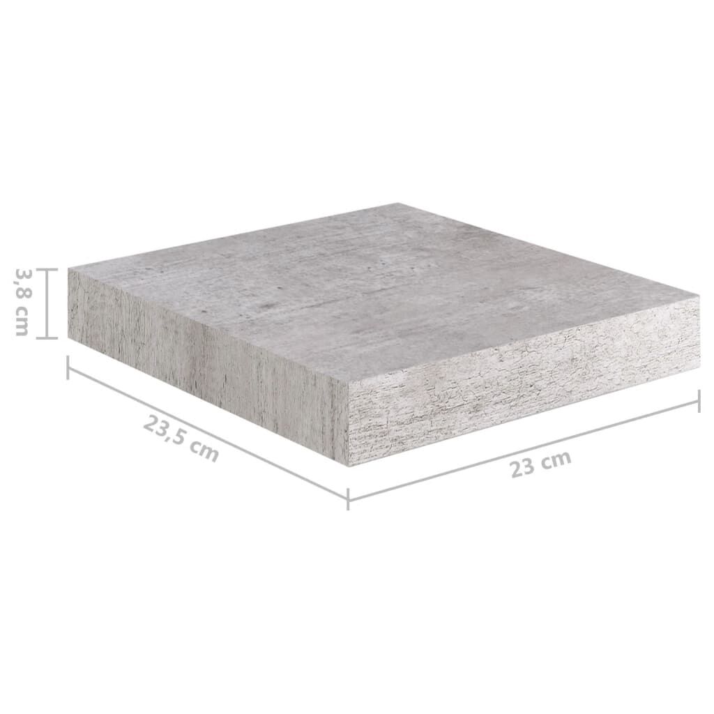 vidaXL Floating Wall Shelf Concrete Grey 23x23.5x3.8 cm MDF