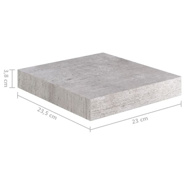 vidaXL Floating Wall Shelf Concrete Grey 23x23.5x3.8 cm MDF