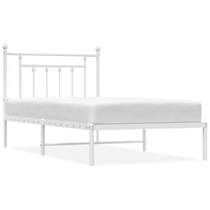 vidaXL Metal Bed Frame without Mattress with Headboard White 100x190cm