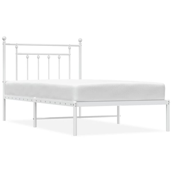 vidaXL Metal Bed Frame without Mattress with Headboard White 100x190cm