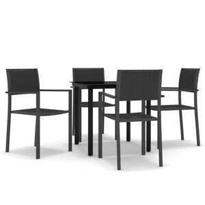 vidaXL 5 Piece Garden Dining Set Black