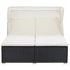 vidaXL 2-Person Sunbed with Cushion Poly Rattan Black