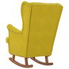 vidaXL Rocking Chair Wingback Yellow Velvet and Solid Wood