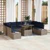 vidaXL Garden Sofa Set 10 pcs Grey and Navy Blue Poly Rattan