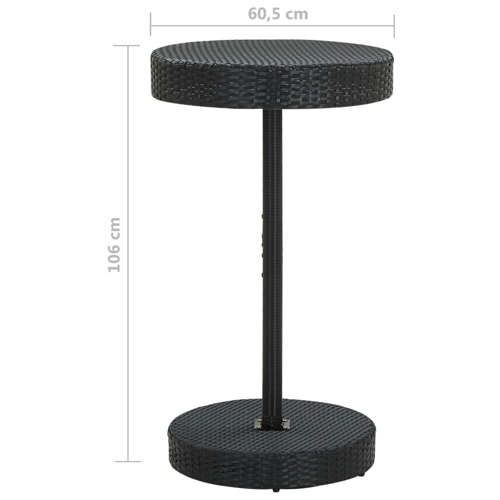 vidaXL 3 Piece Garden Bar Set with Cushions Poly Rattan Black