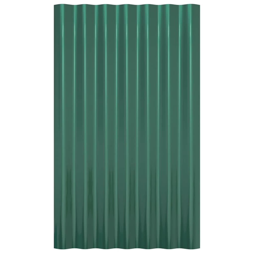 vidaXL Roof Panels 36 pcs Powder-coated Steel Green 60x36 cm