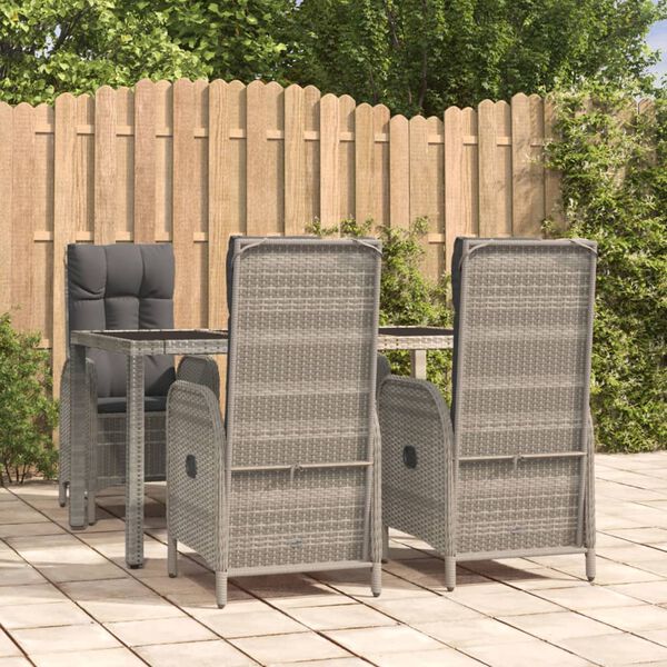 vidaXL 5 Piece Garden Dining Set with Cushions Grey Poly Rattan