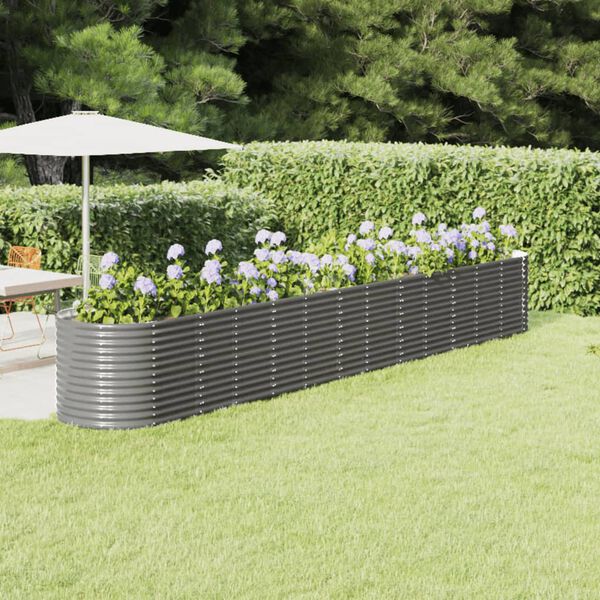 vidaXL Garden Raised Bed Powder-coated Steel 512x80x68 cm Grey