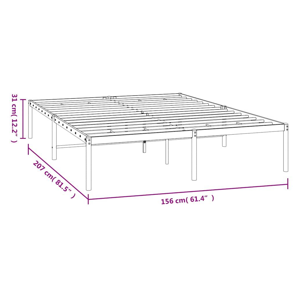 vidaXL Metal Bed Frame without Mattress White 150x200cm