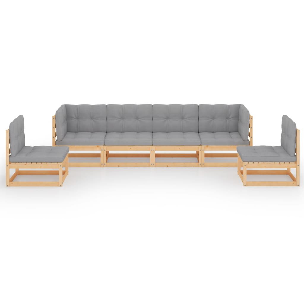 vidaXL 6 Piece Garden Lounge Set with Cushions Solid Pinewood