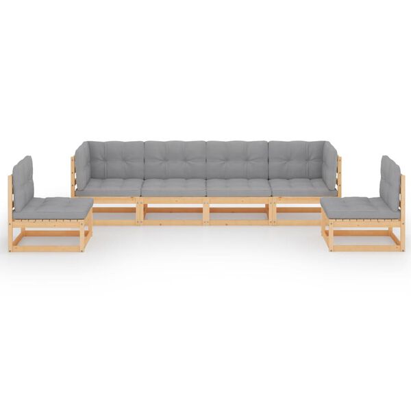 vidaXL 6 Piece Garden Lounge Set with Cushions Solid Pinewood