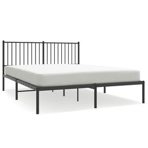 vidaXL Metal Bed Frame without Mattress with Headboard Black 150x200cm