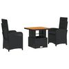 vidaXL 2 Piece Garden Dining Set with Cushions Black Poly Rattan