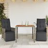 vidaXL 3 Piece Garden Bistro Set with Cushions Grey Poly Rattan