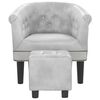 vidaXL Tub Chair with Footstool Silver Faux Leather
